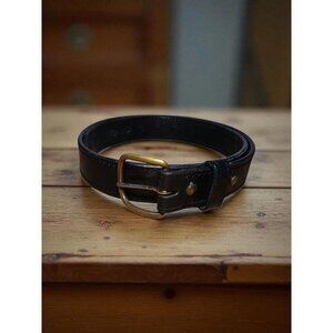 Mens Brown Leather Belt with holes at 36" - 41" Solid Brass Buckle